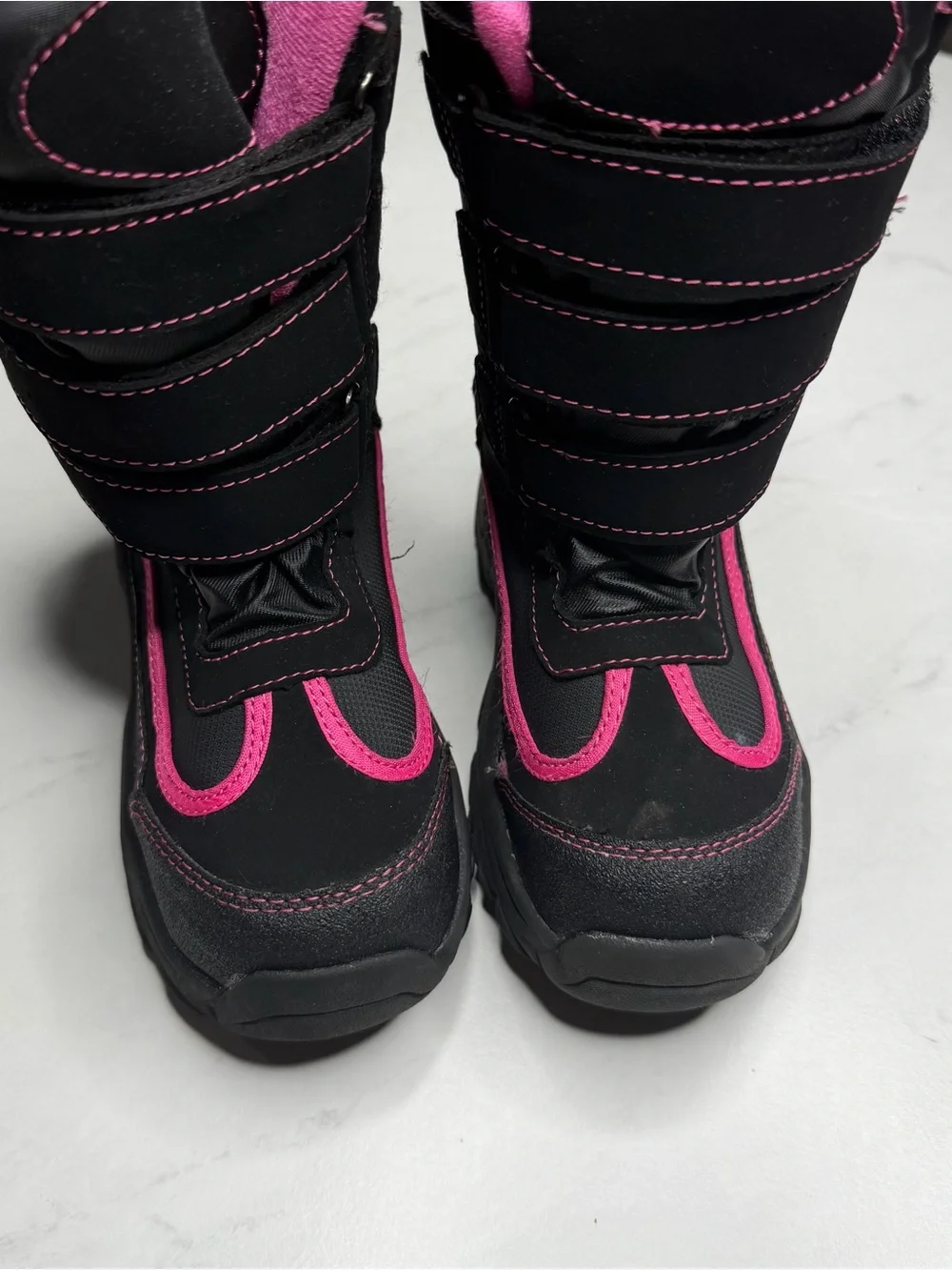 Girls Black and Pink Insulated Snow Boots